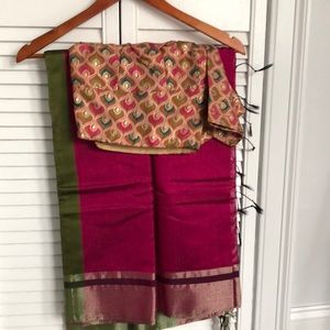 Gorgeous half silk saree with readymade blouse